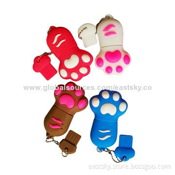 Custom cat claw-shaped USB drive, made of soft PVC material, OEM orders welcome